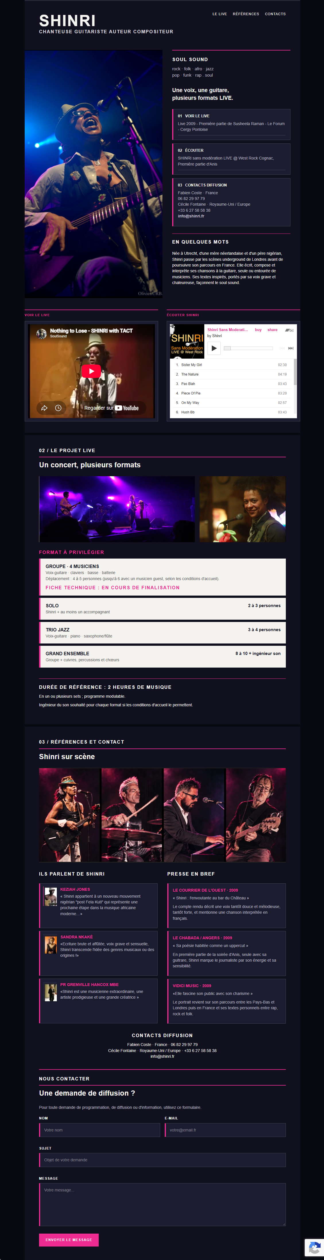 Site de la chanteuse Shinri réalisé par Collectif Web