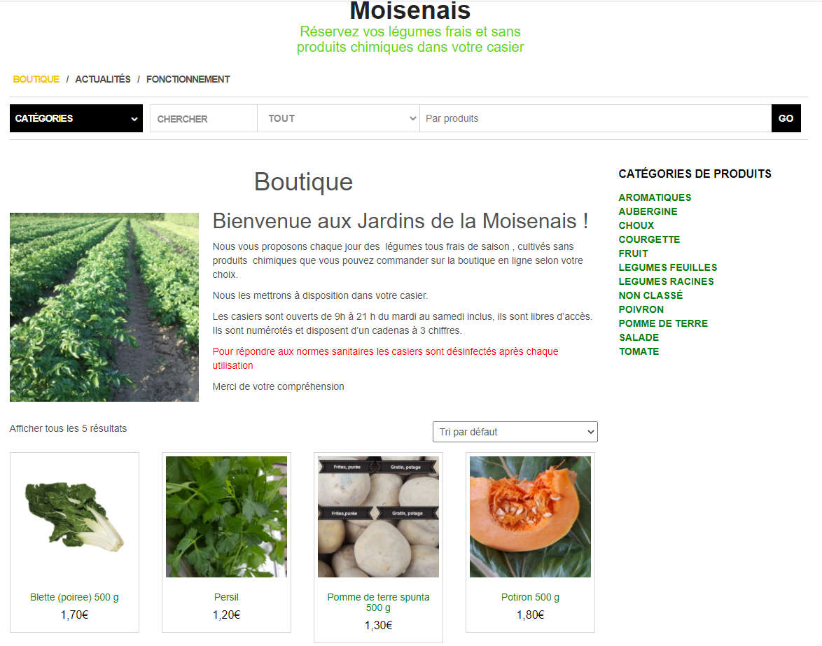 E-commerce - Boutique en ligne pour un maraicher